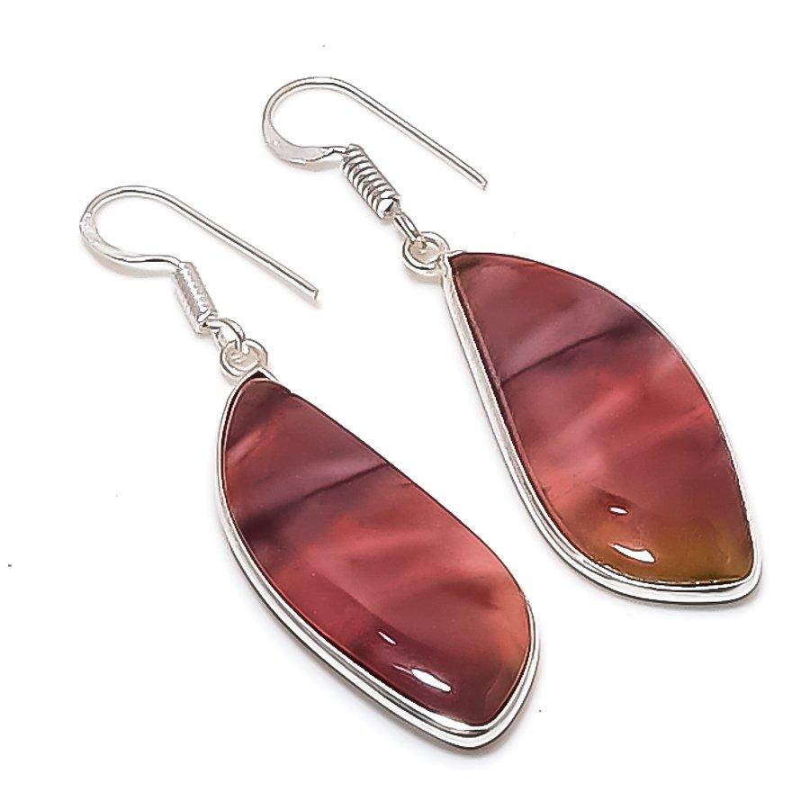 Natural Mookaite Gemstone Handmade 925 Sterling Silver Earring 2.13  AE-11483