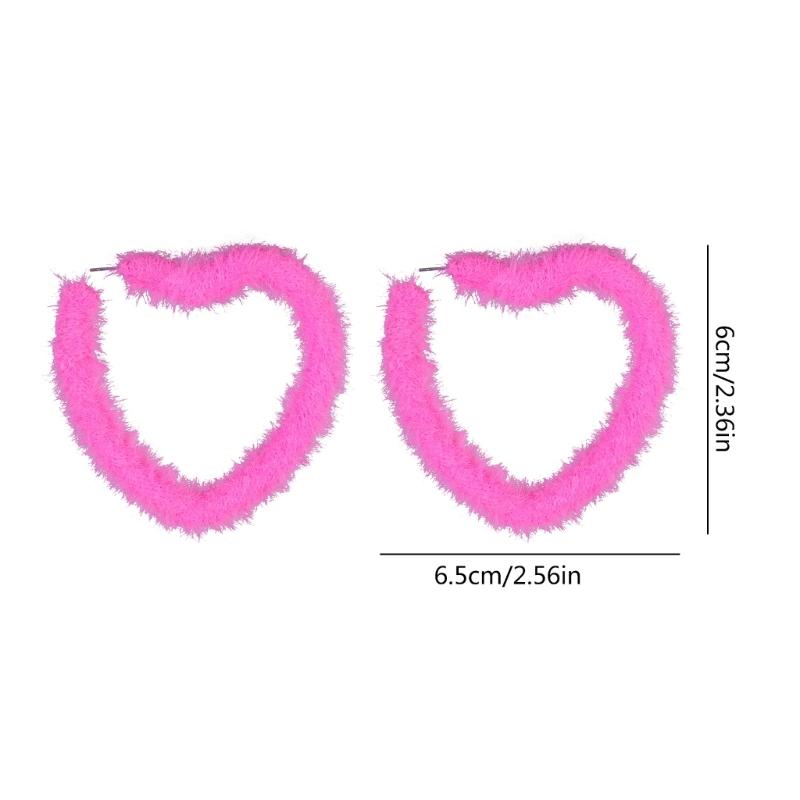 Plush Heart Hoop Earrings Exaggerated Dangle Earrings Fashion Piercing Earrings Punk Ear Stud Simple Jewelry Gift