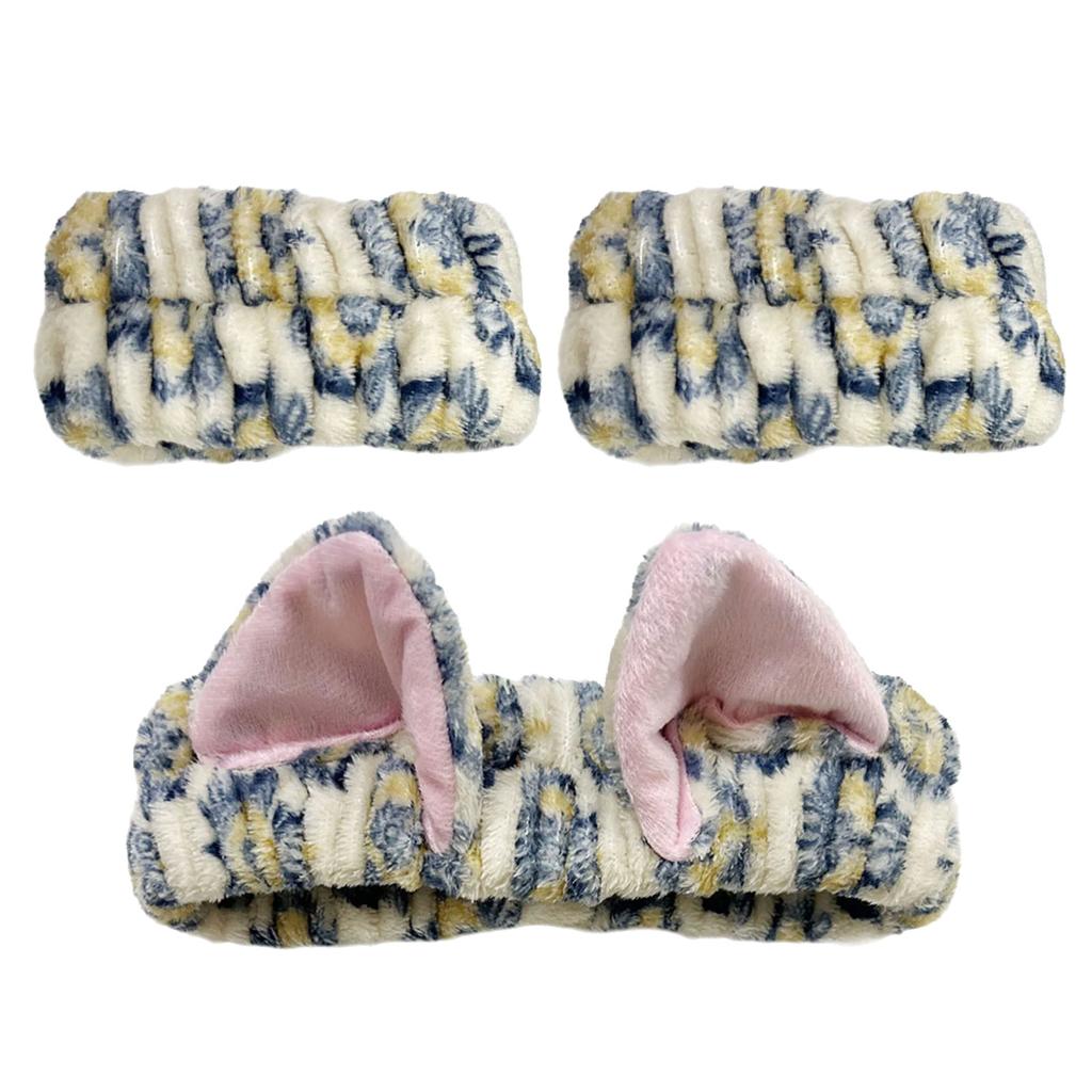 Stylish Cat Ear Hairband with Wrist Wash Band for Female Face Washing Use Skincare Makeup Accessories for Everyday Use