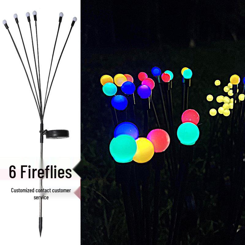 Solar Wind-Powered Firefly LED Garden Stake Lights - Waterproof Outdoor Decor