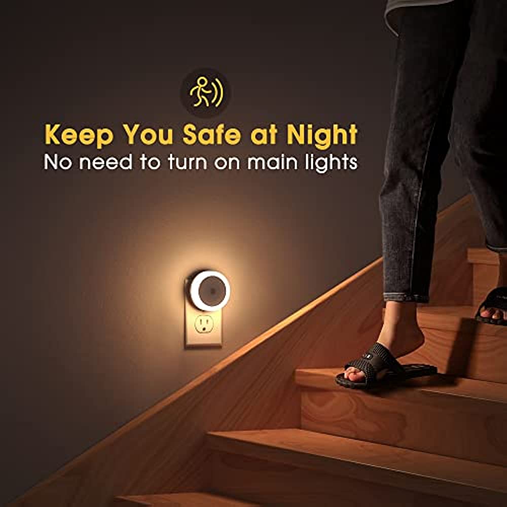 New LED Night Lamp EU US UK Plug Smart Light Control Round Energy-Saving Bedside Wall Lights for Home Hallway Pathway Hot Sales