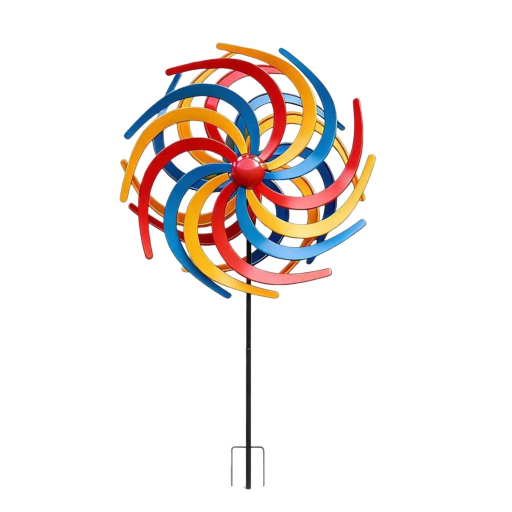 3D Metal Outdoor Garden Wind Spinner Yard Decoration with Ground Stake Durable Rotating Design for Lawn Patio Porch