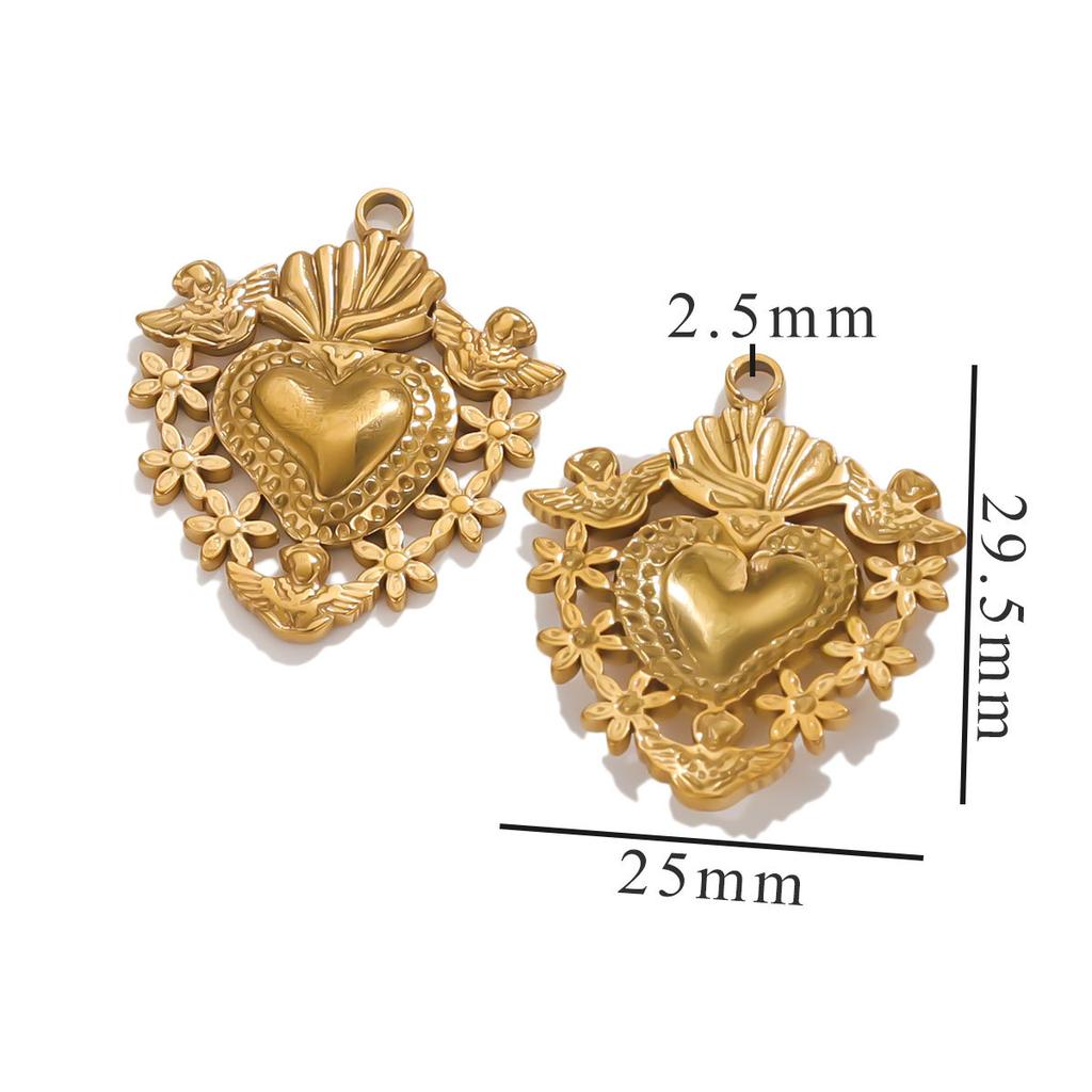 Yori 5PCS Stainless Steel Fashion Sun Love Heart Pendant Bracelet Necklace DIY Accessories Waterproof Wholesale