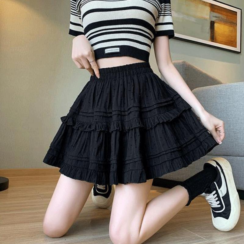 Fashion Trendy Sweet Cake Skirt For Women Summer 2024 New High-waisted Slimming Anti-exposure Fluffy A-line Skirt