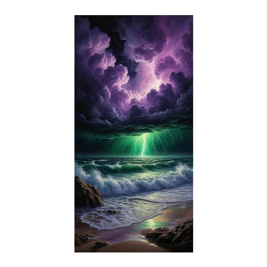 Diy Diamond Embroidery Dark Clouds Lightning Waves Scenery Large Size Diamond Painting Full Drill Landscape Mosaic Picture Jewelry Cross Stitch Kits