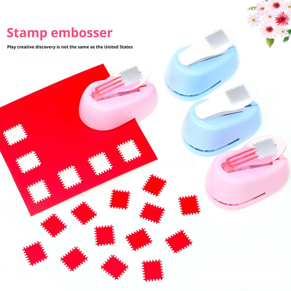 New 2x1.8cm Stamp shape Craft Punch Embossing Machine Round Hole Punch Toothed Puncher Embosser