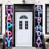 2 Pcs Happy Birthday Door Banner, Neon Lights Theme, Polyester Fabric, Easy to Hang, Indoor/Outdoor Use