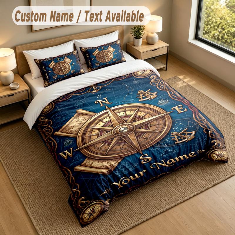 Adventure Journey Theme Personalized 3Pcs Bedding Set Custom Text & Name 1 Sheet 2 Pillowcases Household Bedding 1pc