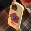 Red Flower Apple 16 Mobile Phone Case IPhone 15 Promax Applicable To 12 Leather Pattern Three Dimensional 14 Retro 13 Anti Fall