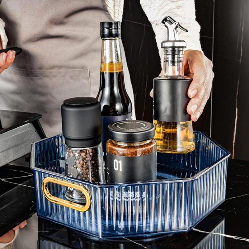 Turntable Storage Box Portable Fruit Basket Suitable for Cabinets Storerooms Kitchen Countertops Refrigerator Offices