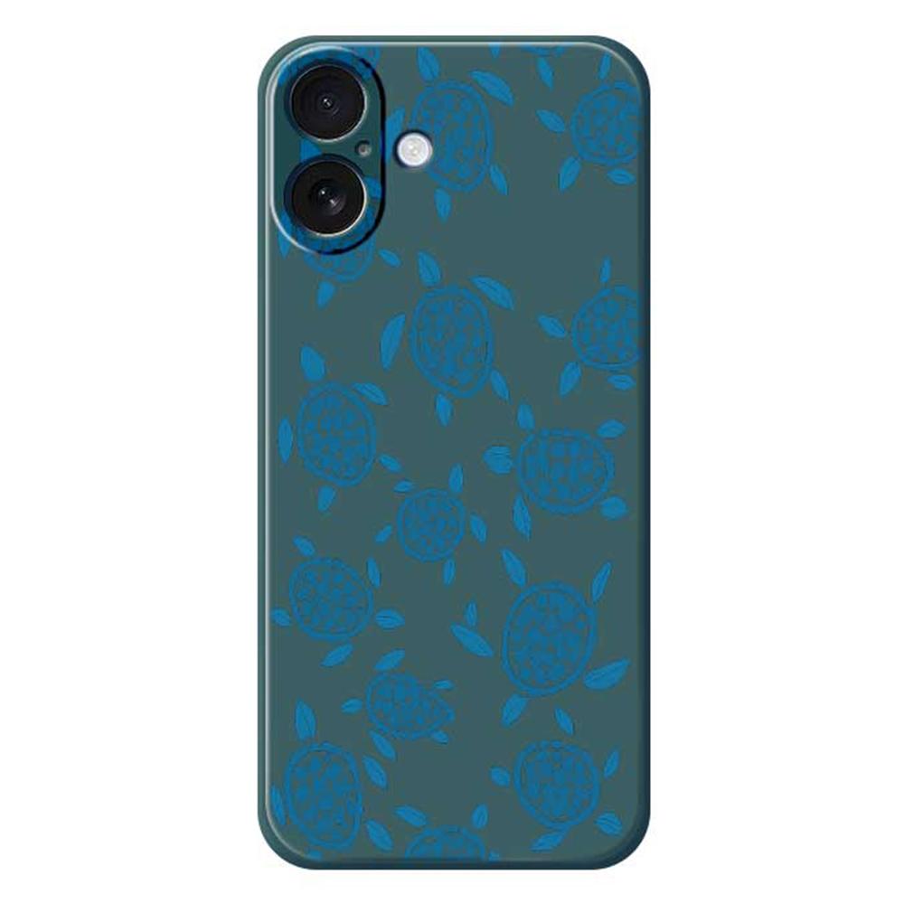 Für iPhone 17 Hülle Blaues Schildkrötenmuster Druck Gerader Rand TPU Handy-Rückseite