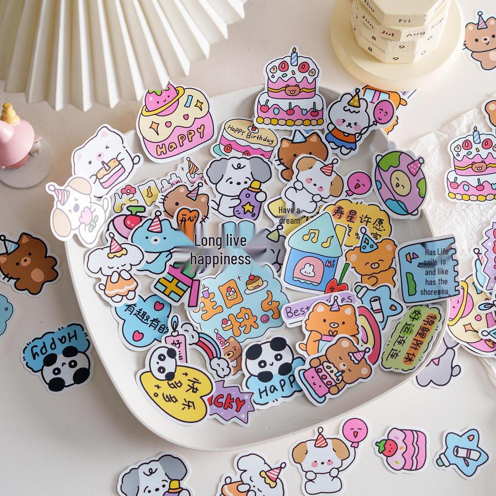 Zaomou Birthday Series Cute Cartoon DIY Decorative Sticker Pack