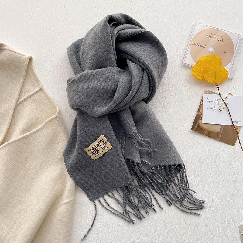 Super Soft Waxy Cashmere Scarf for Women in Winter High End  Korean Version  Versatile Camel Color  Double sided Solid Color  Warm Scarf for Mother