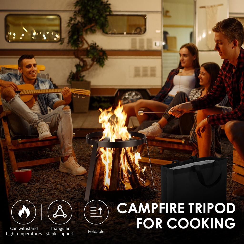 Camping Tripod Stand for Cooking Open Campfire Tripod for Dutch Oven Pot Rustproof Fire Pit Stand Outdoor Travel Camping Tools