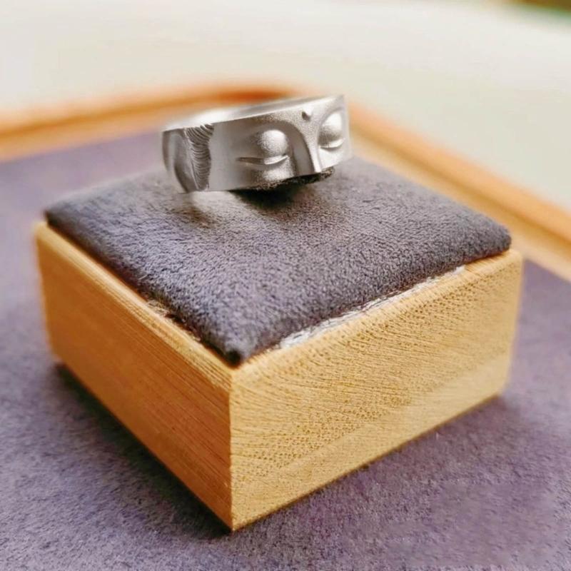 Buddhas Half Face Shaped Rings Adjustable Open Rings Finger Rings Decoration Elegant Jewelry Accessory for Parties