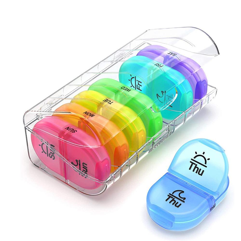 Weekly Pill Organizer with 7 Detachable Pill Case 2 Times a Day AM PM Pill Box to Hold Medicine Medication Vitamins and Fish Oil