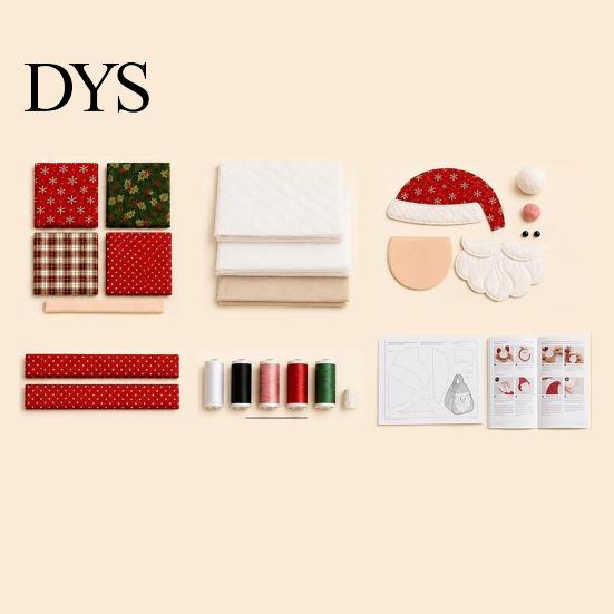 Holiday Decorative Tote DIY Quilted Christmas Basket Kit, Character Plaid Fabric Carry Tabletop Ornament Holder Craft Set, Storage Sewing Project,