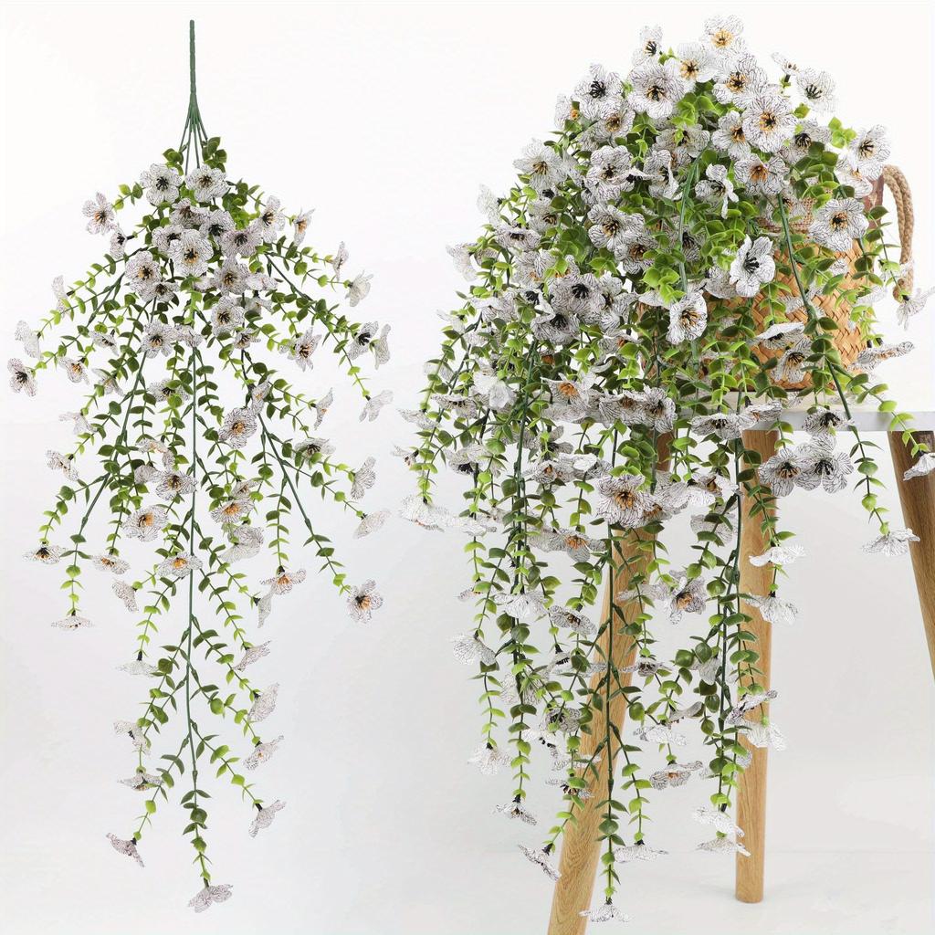 2 Pezzi Fiori Artificiali da Esterno Eucalipto Viola Piante Verdi
