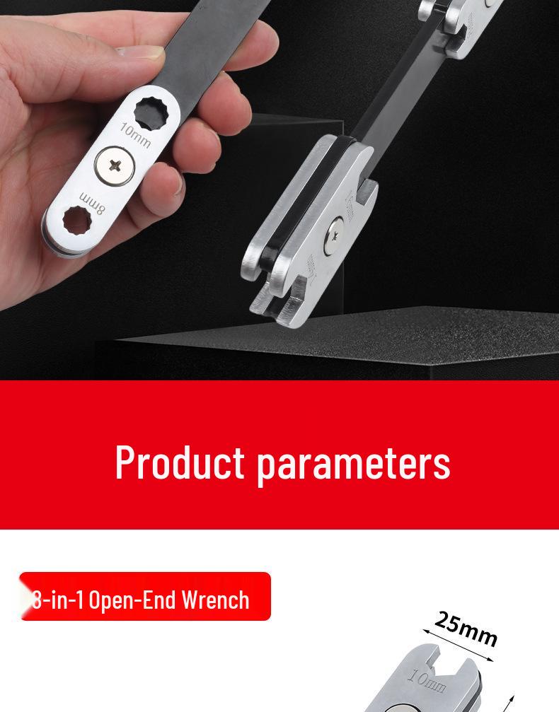 360° Rotatable Adjustable 8-in-1 Double-Ended Torx Wrench for Auto Repair