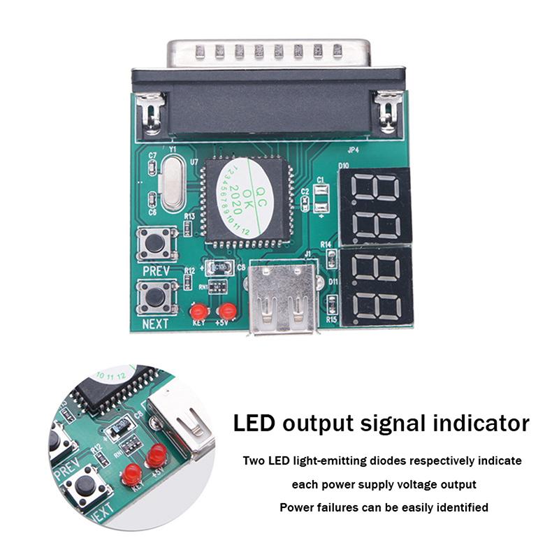 Laptop Computer 25Pin Diagnostic Card with USB Parallel Port PC Motherboard Analyzer 4-Digit Analysis Post Tester