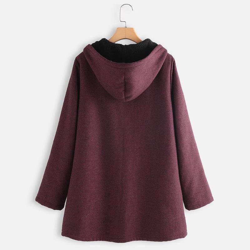Women's Fashion Autumn/Winter Hooded Reversible Fleece Sweatshirt Jacket Cotton Padded Thick Hooded Women's Coat