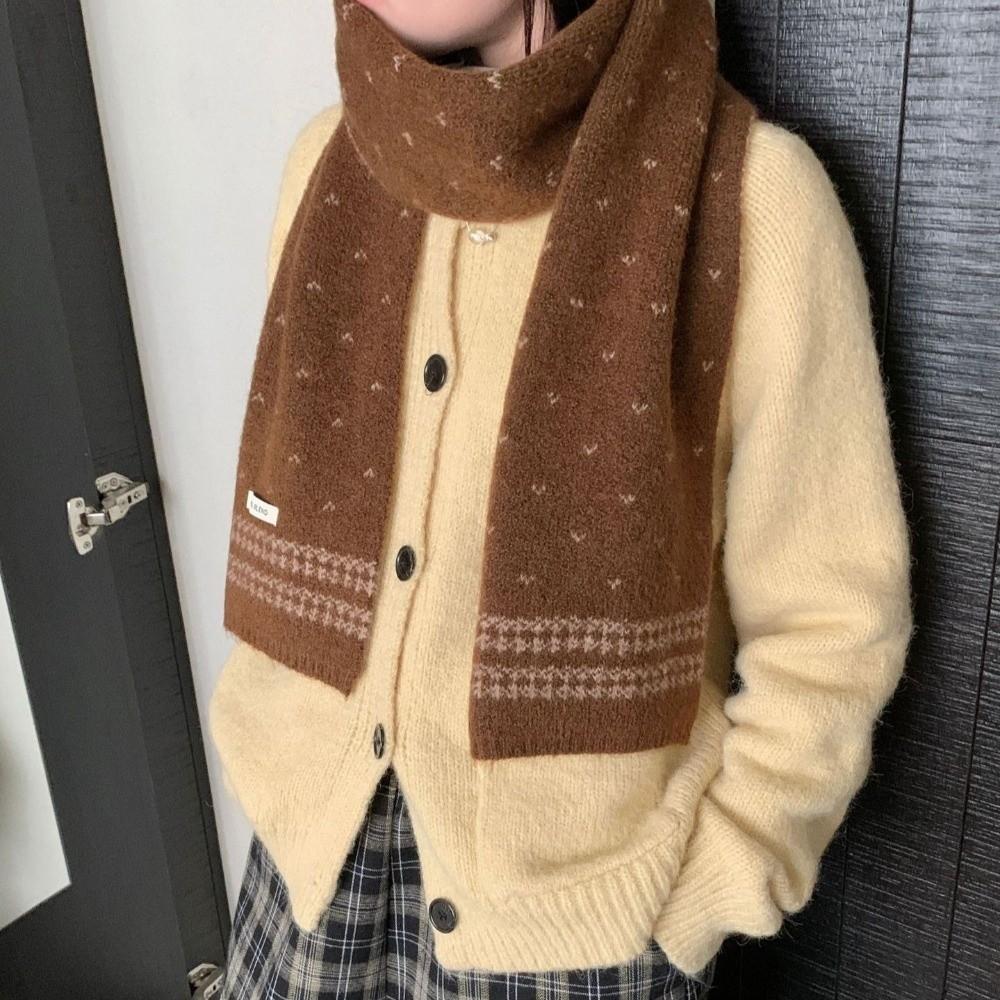 Korean Style Knitted Scarf 160×22cm Winter Scarf Versatile Ladies Wool Scarf