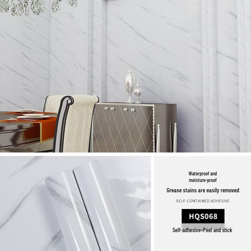 Waterproof, Oil-Proof Marble Self-Adhesive Wallpaper for Bathroom, Kitchen, Living Room, and Toilet Renovation.