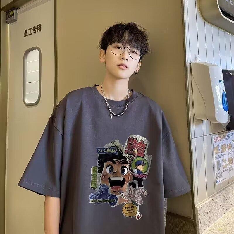 Tricou cu mâneci scurte imprimat cu litere la modă, cu gât rotund, pentru vară, în top casual