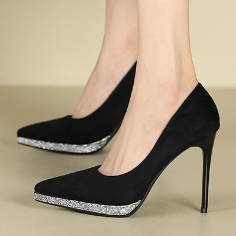 Fashion 2025 Women 10cm High Heels Wedding Pumps Lady Pointed Toe Brown Classic Valentine Heels Scarpins Office Stripper Shoes