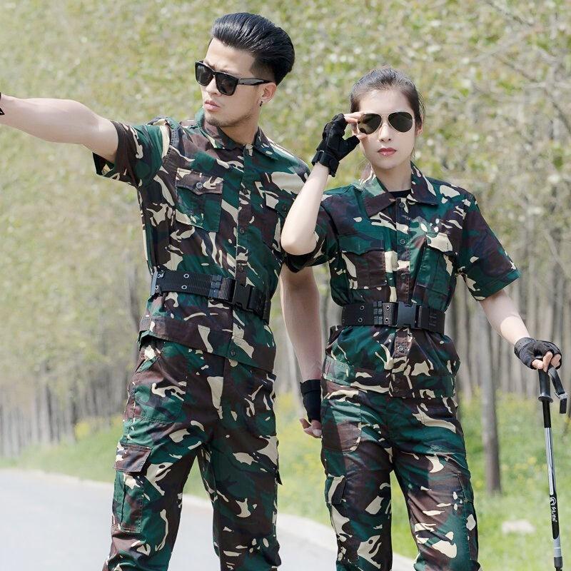 Camouflage Suit Men's Short-sleeved Thin Breathable Wear-resistant Military Fan Training Women's Performance Overalls