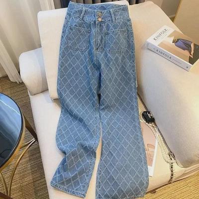 2024 Trendy High-Waist Plaid Jeans für Damen - Große Größe, Jugend-Sommerstil
