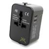 Adaptador de Viagem Internacional (Preto) - Conversor de Tomada, Plugue de Múltiplas Conversões, Porta USB-C para Porta USB-A, Compatível Mundialmente, Adaptador de Energia