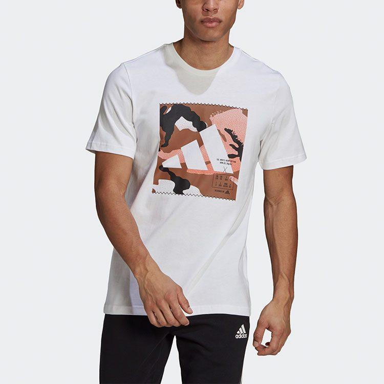 Adidas T Shirts Men's White Crew Neck Moderate Straight Fit GQ8306