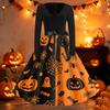 Damen Vintage Halloween Print V-Ausschnitt Kleid, Kurzarm Swing Kleid für Lässige Party