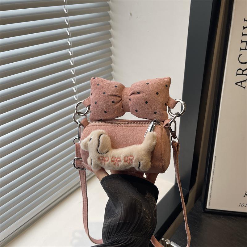 Red Festive Girls' Bow Cartoon Crossbody Bag: Mini Bucket Handbag & Coin Purse