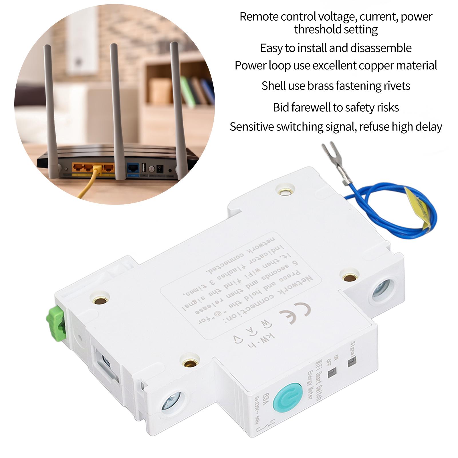 

Wifi Smart Circuit Breaker Switch Energy Power Meter DIN Rail for Ewelink APP Wireless Control AC230V 1P 63A