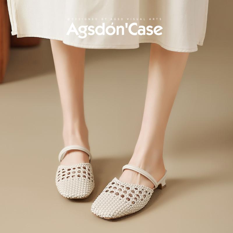 Augustine Baotou Slippers Women's 2025 New Summer Wear Woven Pig Cage Sandals with Skirt Thick Heel Slippers