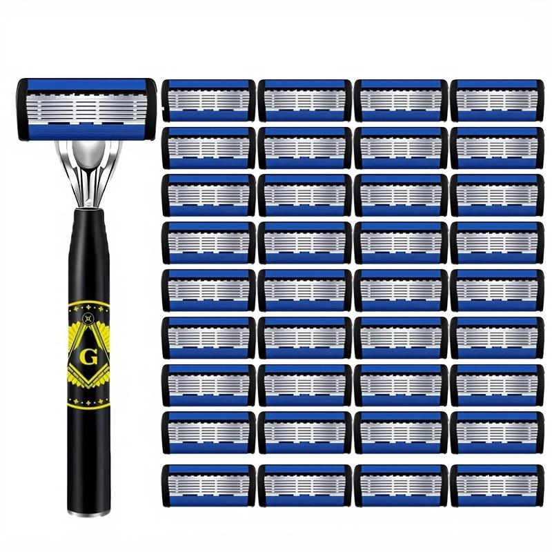 Six-layer Blades Minimize Irritation, Reusable Frame, Imported Blades, and Simple Head Interchange Options.