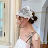 1 szt. Wstążka Lei w stylu retro, kapelusz przeciwsłoneczny, koreańskie tkane kwiaty, DIY, trójkątna opaska na głowę, jedwabny szalik, wiązanie na głowę