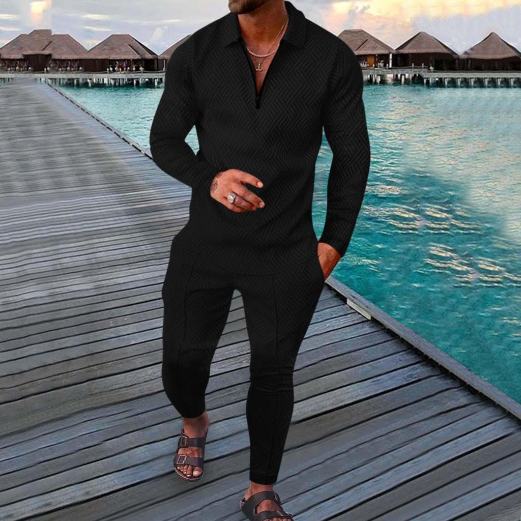 2022 Autumn European & American Men's Sporty Casual Long Sleeve & Long Pants Two-Piece Suit