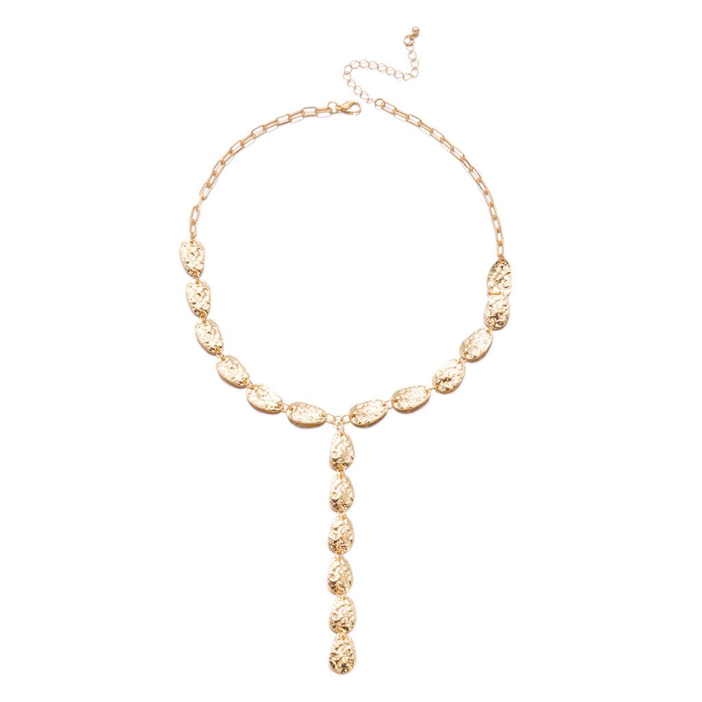 Gold Plated Alloy Drop Necklace For Women With Modern Geometric Pendant