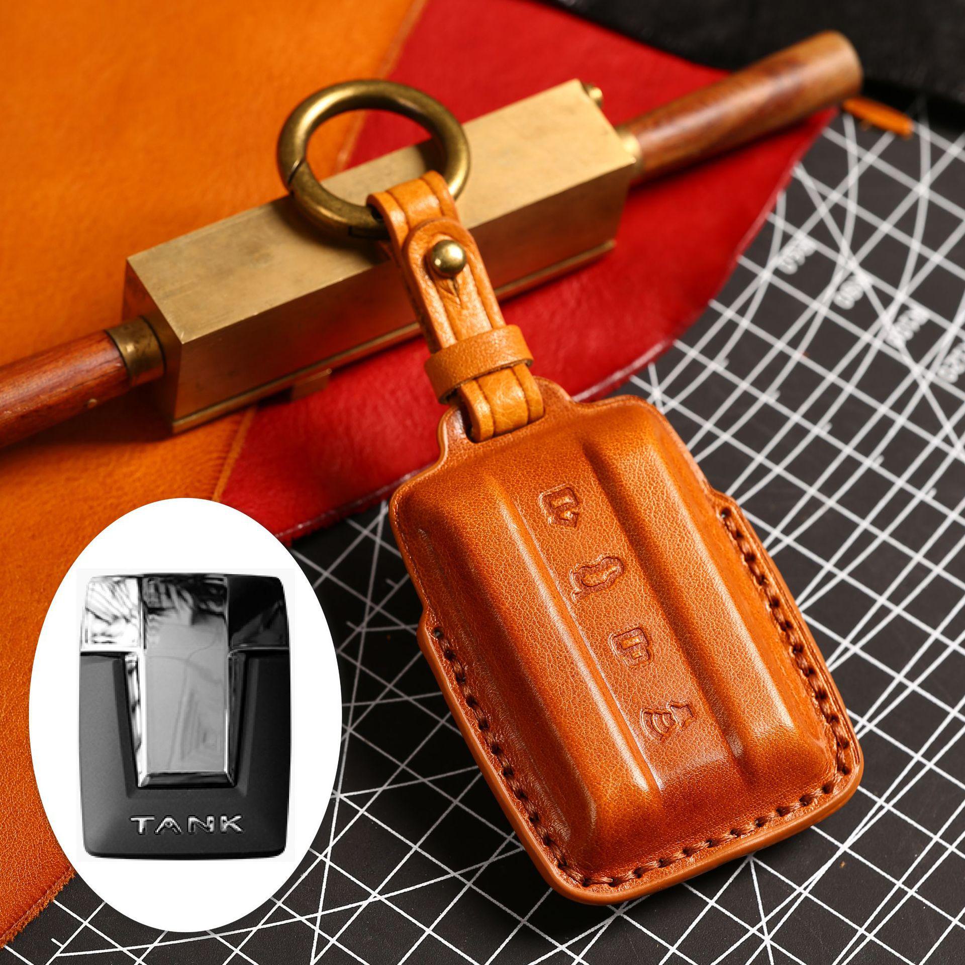 

Чехол для ключа Cyber 300 Tank 2021 для модификации автомобиля Weipai WEY коричневый