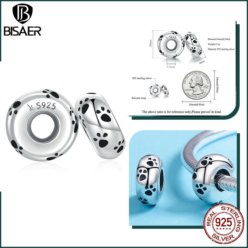 BISAER Plata 925 Encanto Lindo Perro Cuentas Perro Salchicha Mascota Animal Colgante Chapado en Platino Apto Mujeres Pulsera DIY Joyería Fina