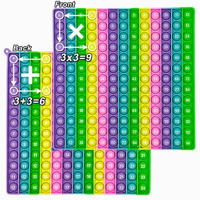 1 Stück 12x12 & 12+12 Multiplikations- und Additions-Pop-Spielspielzeug, Macaron-Silikon-Mathematik-Einmaleins-Lernschreibwaren-Lernspielzeug