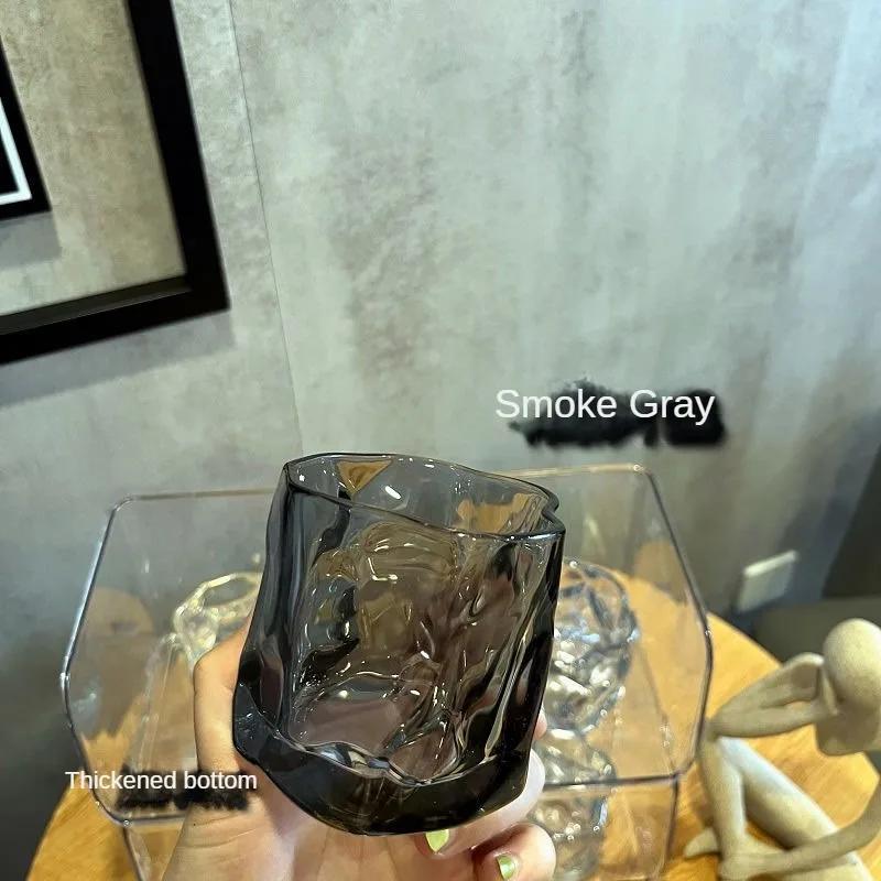 Korean Creative Ins Twisted Glass Cup Juice Drink Coffee Mug Cup Wave Pattern Colorful Glass Handmade Bar Drinkware