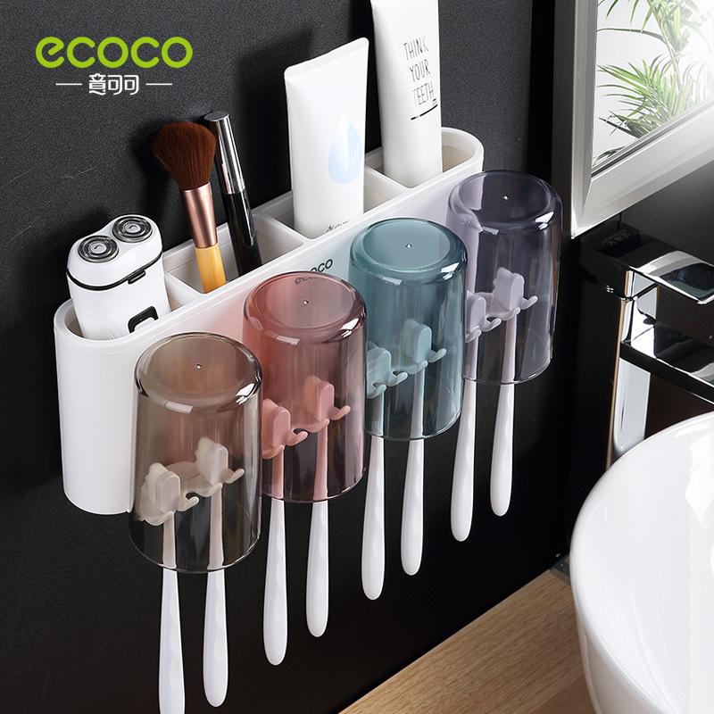 Toothbrush Cup Holder Wall-Mounted Toothbrush Rack Wall-Mounted Toilet No Punching Mouthwash Cup Electric Brushing Cup Set