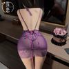 Sex Underwear Purple Pure Lace Perspective Hip Skirt Female Secretary Sex Uniform Seduction Couple Mood Underwear