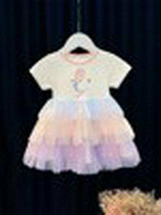 Dívčí korejské duhové patchworkové síťované princeznovské šaty na léto 2025