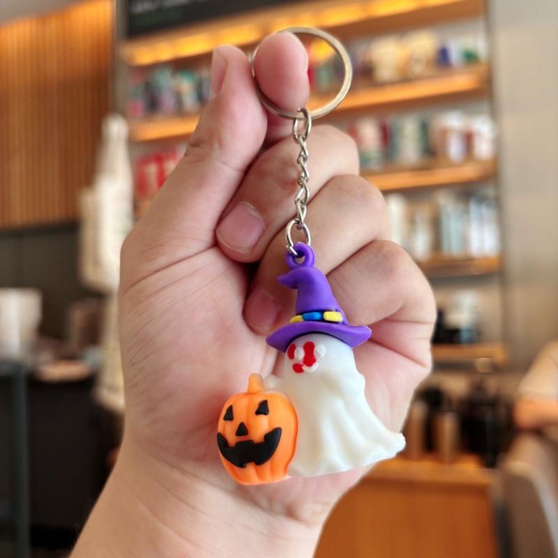 Halloween Cat Bat Spider Keychain Black Animal Keyring Pendant For Party Gift Jewelry Accessories