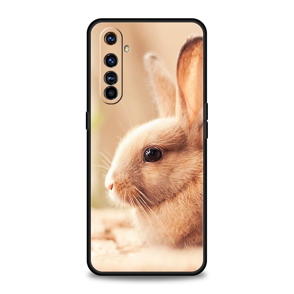 Cute White Baby Rabbits Phone Case For Realme 12 11 10 9 8 5G 7 6 GT5 GT3 GT2 Pro C21 C25 C35 For Realme GT Neo 2 3 3T 5 Cover